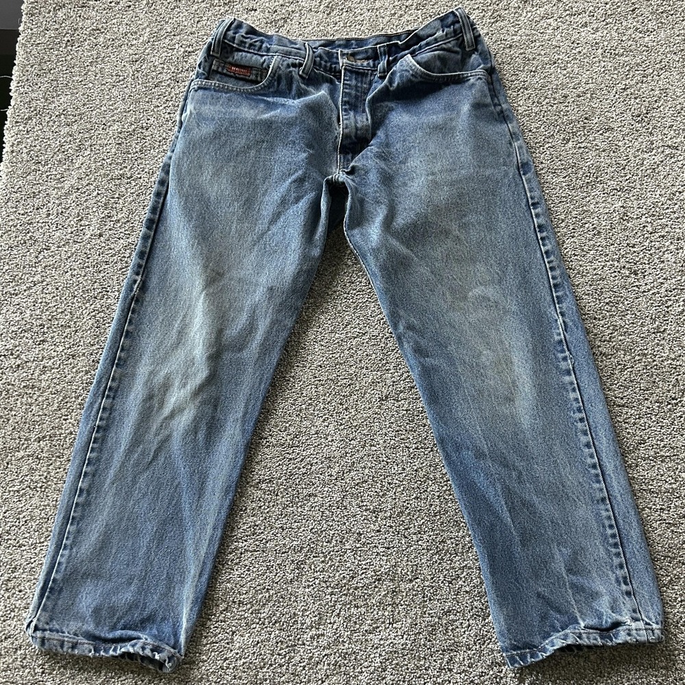 BIG BILL FR Jeans Mens 34x32 Medium Wash Blue Denim Regular Straight Workwear